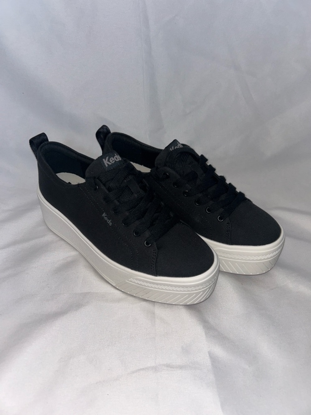 Keds Black Canvas Platform Sneakers with White Sole